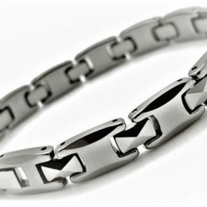 A close up of a bracelet on someones wrist