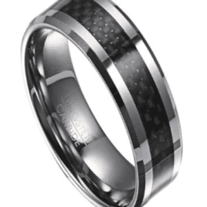 A black and silver ring with a checkered pattern on it.