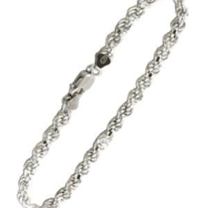 A silver chain with a heart charm on it.